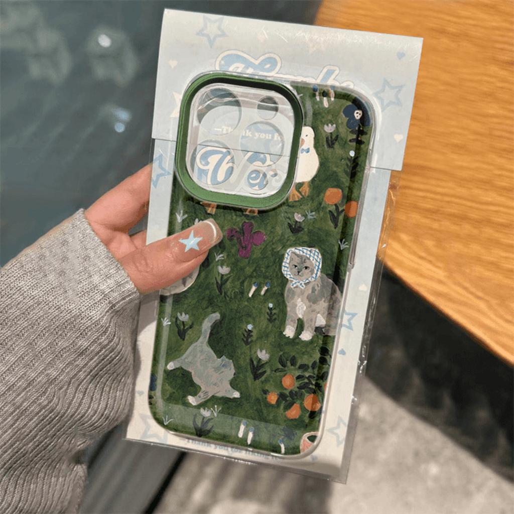 Oil Painting Cat Phone Case for Apple iPhone - Soft Silicone Shockproof Wear-resistant Phone Cover for iPhone 16/15/14/13/12/11/XS/XR/Pro Max Plus