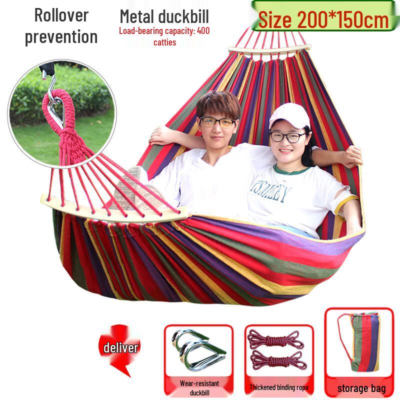 OLOEY Outdoor Thickened Anti-Rollover Double Canvas Hammock