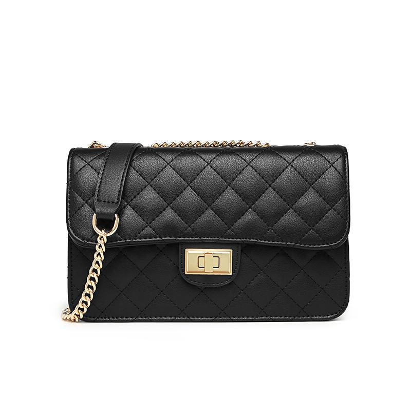 

Сумка ромбовидная через плечо из коровьей кожи на одно плечо под мышку с цепочкой маленькая квадратная сумка поколение чёрный