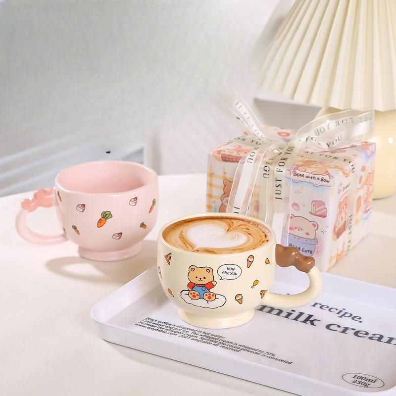 Creative Love Ceramic Cup Cute Bear Rabbit Coffee Cup Birthday Gift Creative Mug Business Event Gift