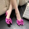 Fashion 2025 Summer Bow Ladies Shoes Fashion Pointed Toe Women Slippers Stiletto High Heel Women Temperament Single Shoes Female