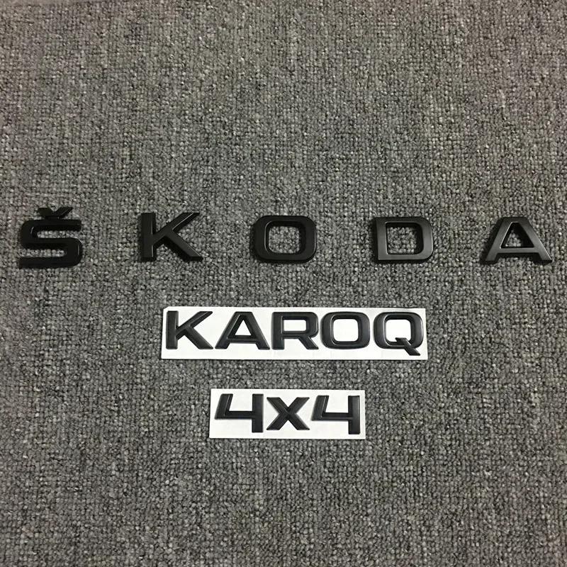 DDWO5 ABS Car Rear Trunk Emblem Stickers Black Logo Accessories for SKODA KAROQ KAMIQ KODIAQ 4x4 Letters Badge Retrofit Decoration