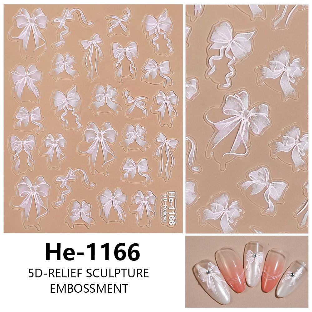 Redanco 5D Embossed Bow Nail Stickers - He-1167