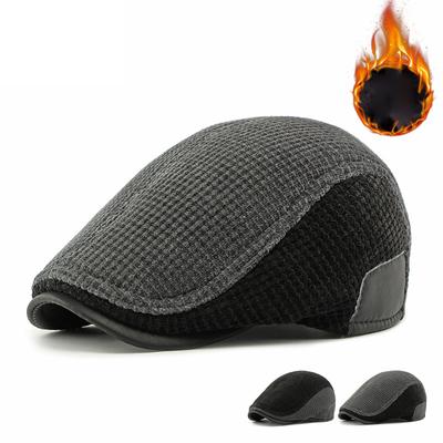 Warm Cap for Middle-Aged and Elderly Men's Winter Ear Protection Beret Peaked Cap