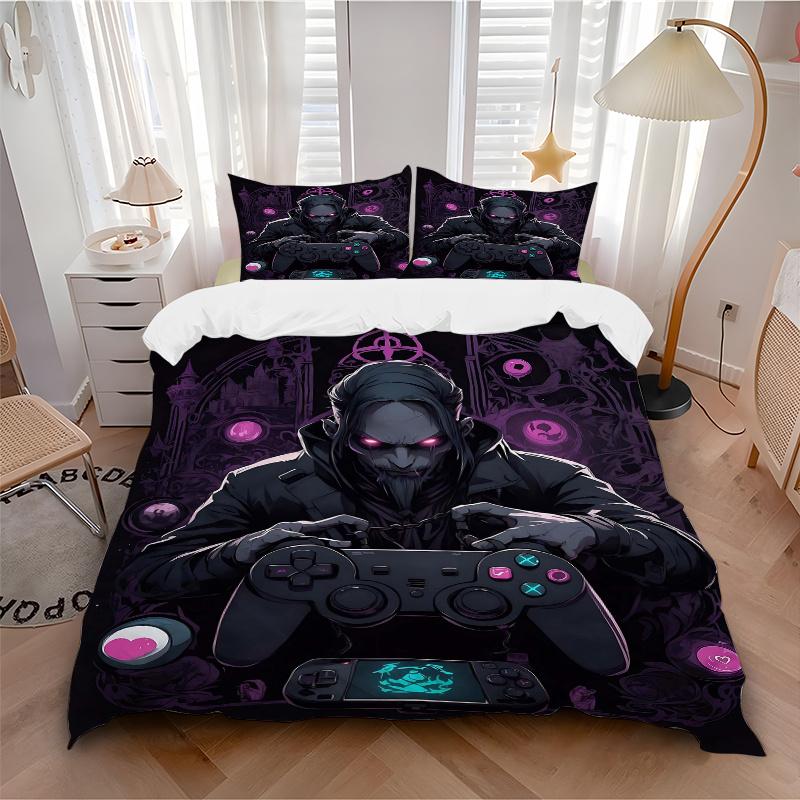 3pcs Dark Master Printed Bedding Set, Soft and Comfortable Quilt Cover for Bedroom, Guest Room (1 Duvet Cover + 2 Pillowcases
