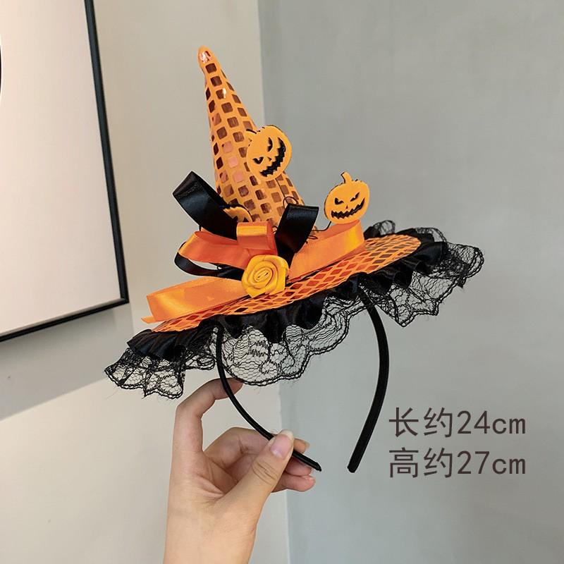Halloween Witch Hat Headband Kids Adults Costume Accessory With LED Light Decorative Hair Clip
