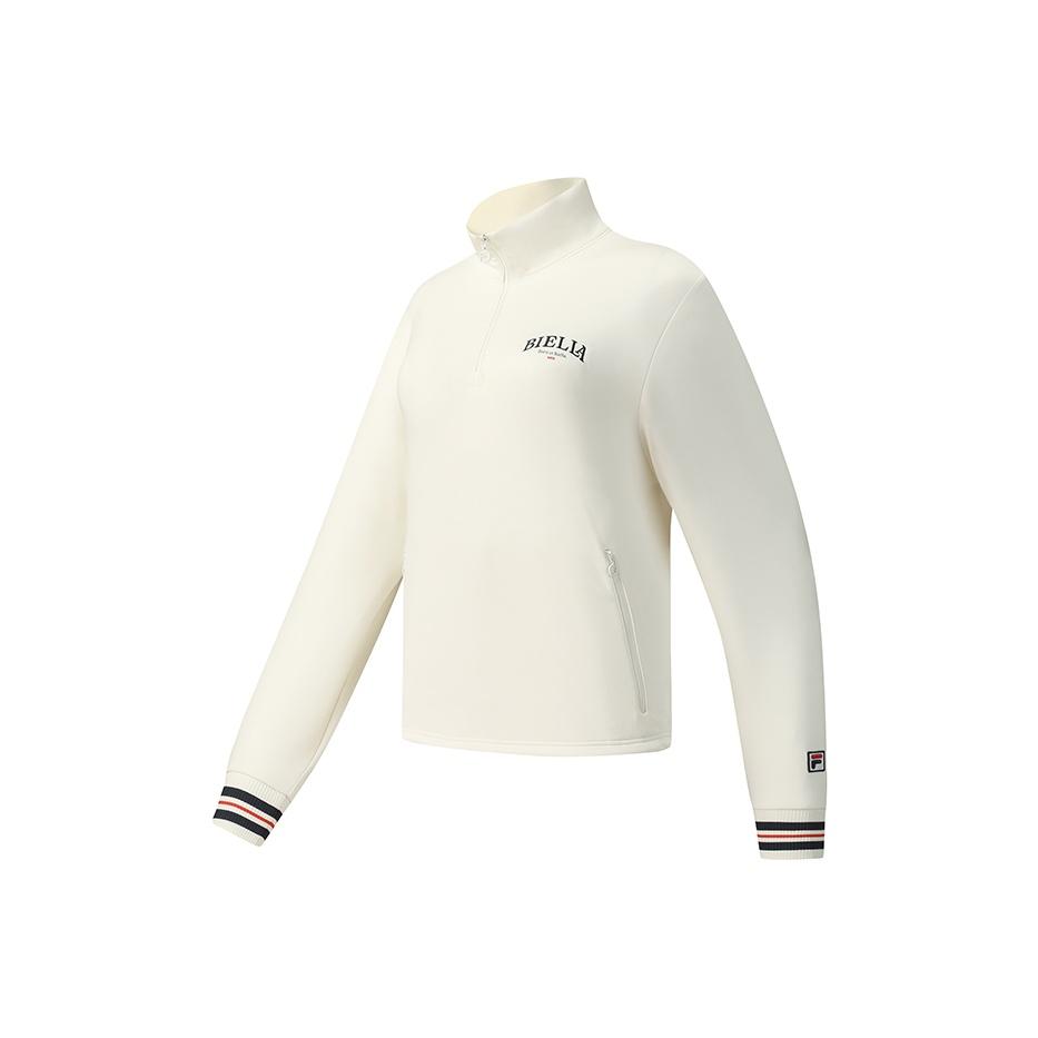 FILA Tennis Fashion Simple Casual Sports Tennis Style Versatile Comfortable Loose Half-Zip Knit Pullover Sweatshirt Women sweatshirt A11W543222FWT