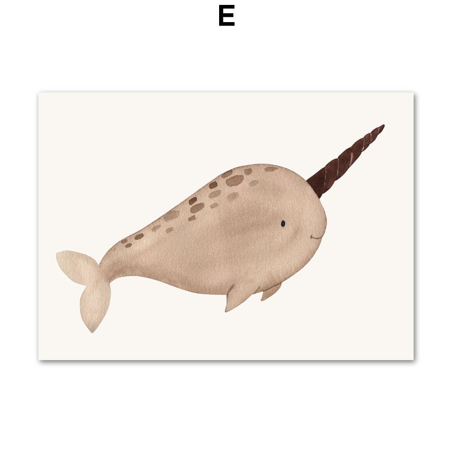 Elefant Kaninchen Katze Sonne Regenbogen Mond Stern Wolke Boho Wandkunst Leinwand Malerei Poster und Drucke Wandbilder Kinderzimmer Dekor