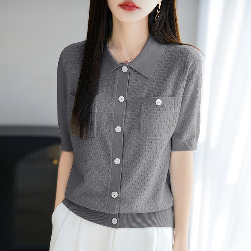 Leichte Strickjacke für Damen aus 50 % Wolle und 50 % Maulbeerseide – vielseitige Strickware für 4 Jahreszeiten für ganzjährigen Komfort und Stil