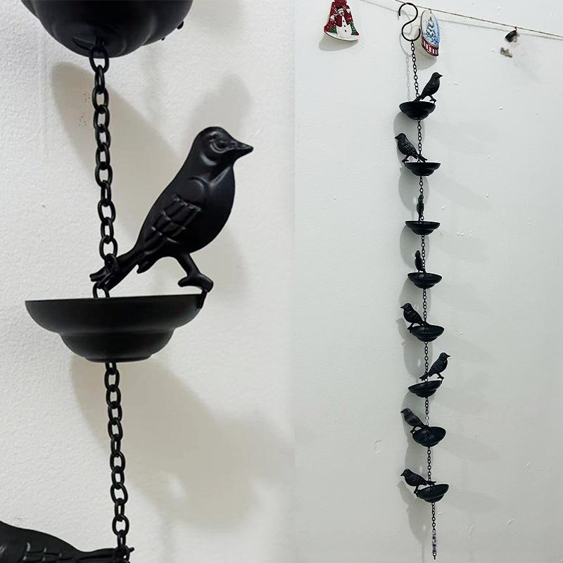 1Pcs Rain Catche Metal Downspout Tool 60/80/100/240Cm Creative Birds Iron Rain Chains For Gutters Outdoor Roof Gutter Decor