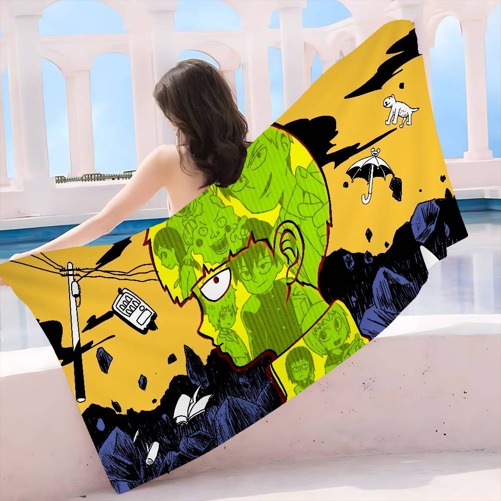 Anime Mob P-Psycho 100 Anime Beach Swimming Towel Soft Absorbent Washcloth Children's Gifts for Kids Travel Camping Gym
