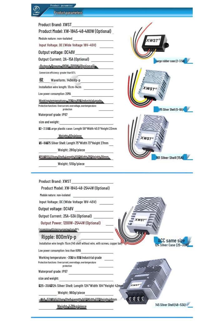 Modulo Convertitore DC-DC Step-Up 24V a 48V, 1A-53A