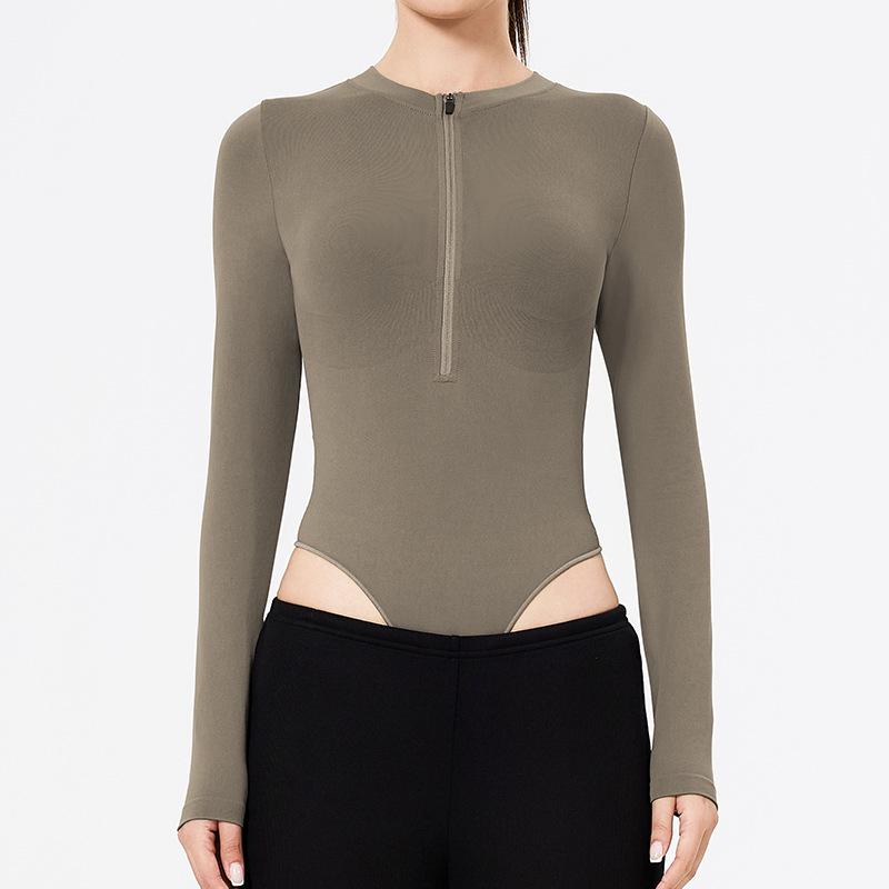 

Вдохновленный Кардашьян европейский и американский боди для йоги с длинным рукавом для женщин - Стильный дизайн со стойкой Small