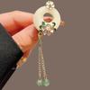 Chinese Style Fairy Brooch for Women Tassel Pendants Gold Color Link White Enamel Flower Green Enamel Ball Women's Brooch