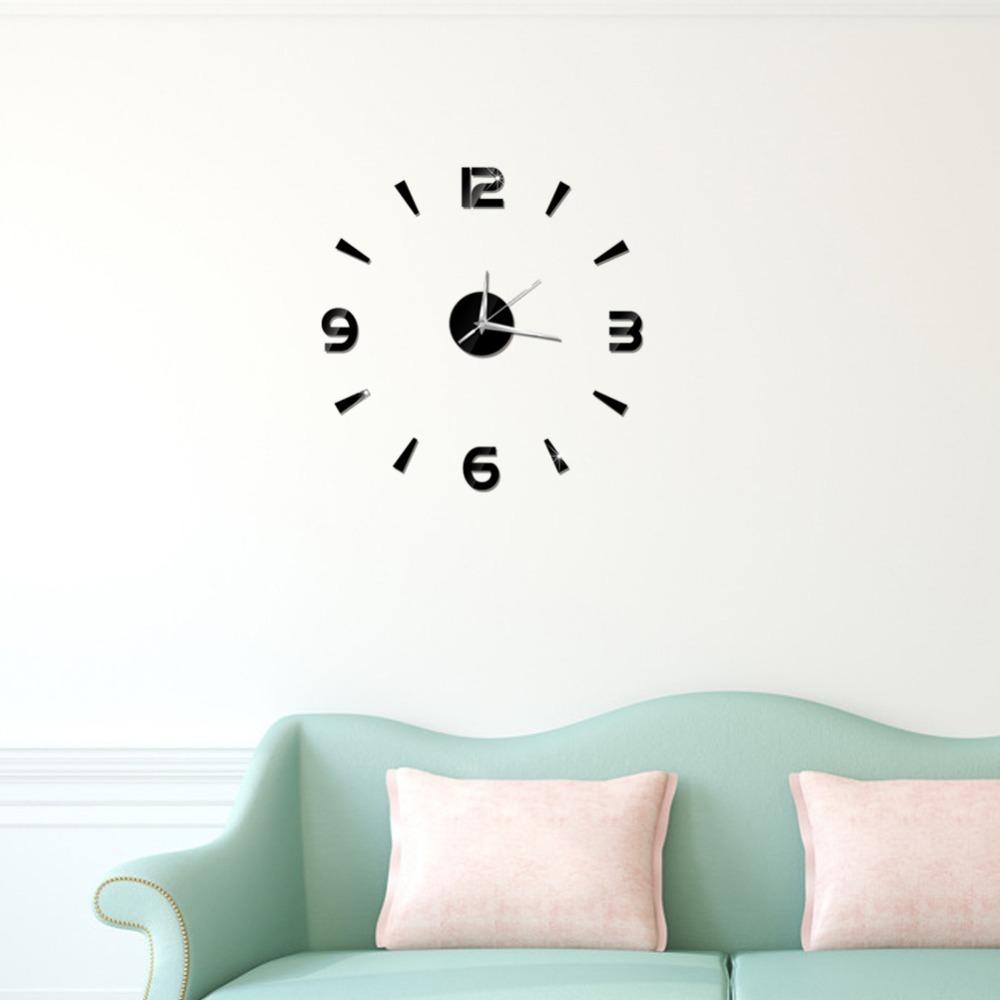 

1mm Acrylic DIY Wall Clock Frameless Self-Adhesive Wall Clock Living Room чёрный