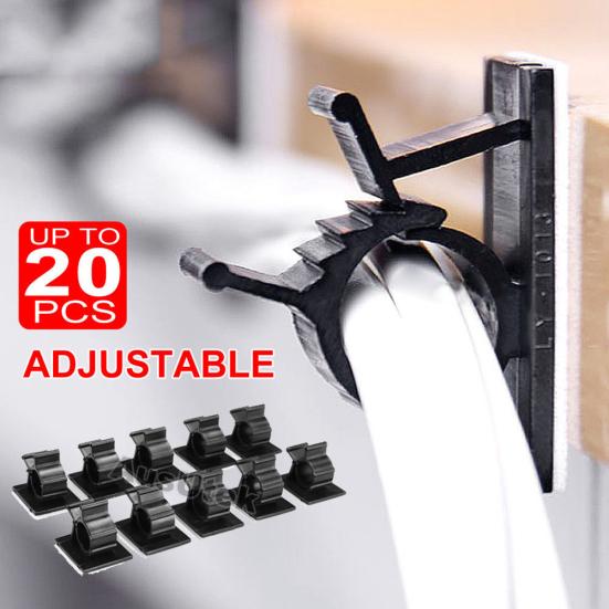 20Pcs Adhesive Cable Home Office Hotel Clip Holder Wire Organizer Lines Clamp