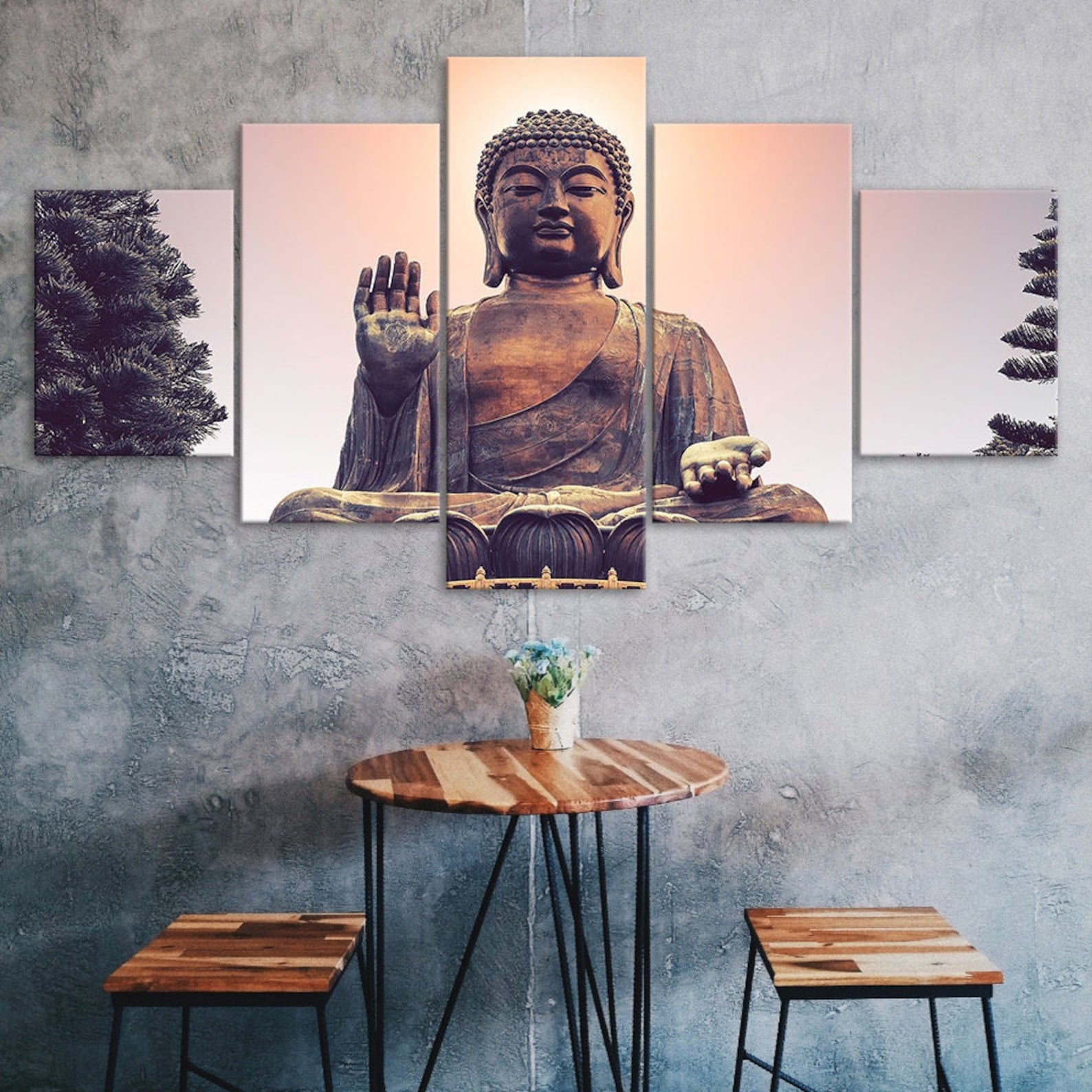 

Big Buddha Statue 5 Piece Canvas Wall Art Five Panel Print Modern Art Poster Home Decor Picture Gift For Him For Her 20X35 20X45 20X55CM
