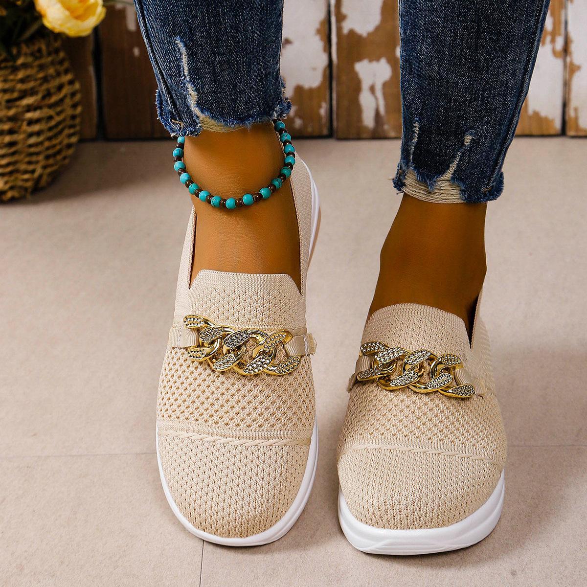 

Breathable one-pedal lightweight women s single shoes large size summer new fly-woven metal wind casual sports shoes ins 36