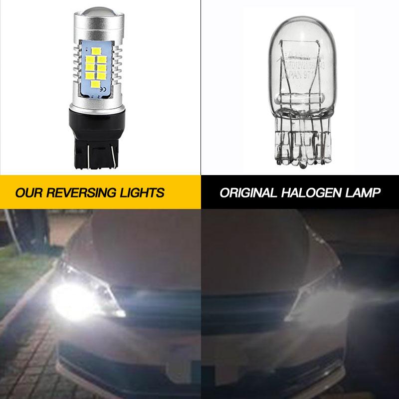 2pcs LED Daytime Running Light DRL Bulb Canbus W21/5W 7443 T20 For VW Up e-UP Caddy MK4 Touareg 7P Beetle Skoda Citigo Seat Mii