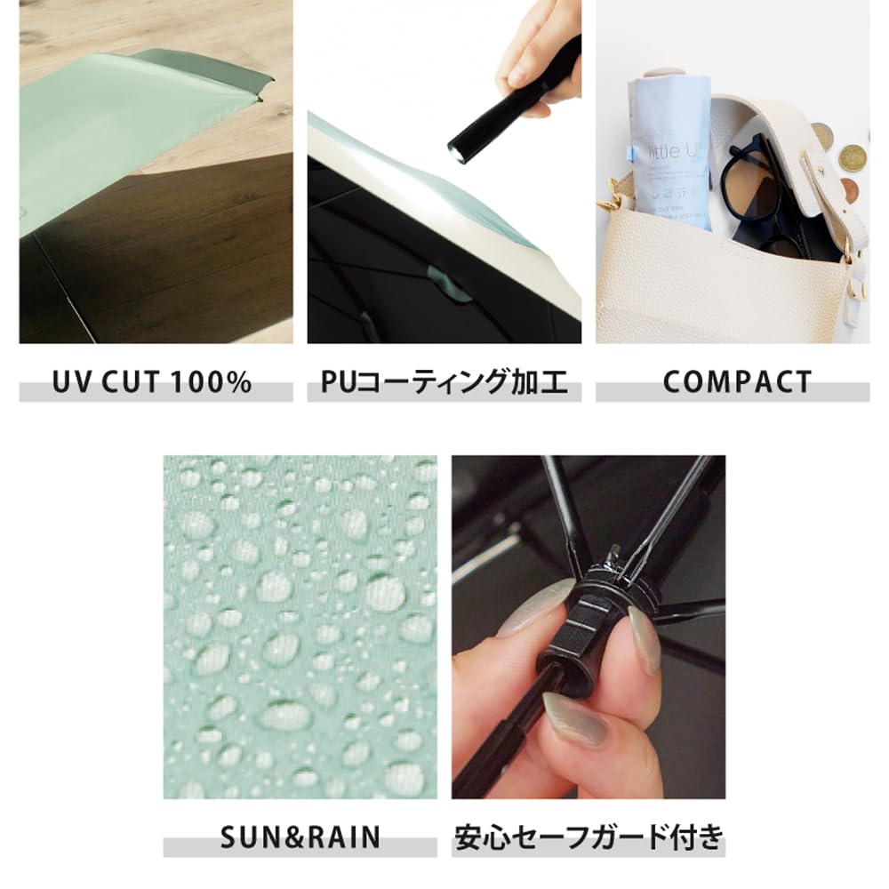 Because Folding Perfect for Sun and PU Perfect for Sun and Heat Umbrella, 50cm, Rain, Lightweight, Leather, Rain, Protection, Pink, B-095789