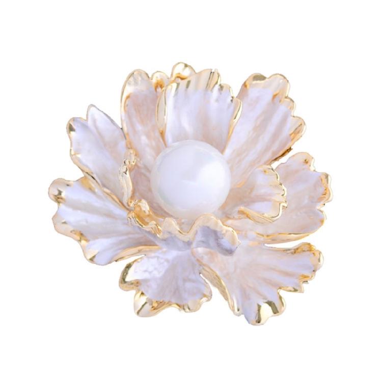 

Comfortable Peony Flower Brooch for Women Lightweight Construction Secure Lapel Pin Adorned Rhinestones Pearls 1