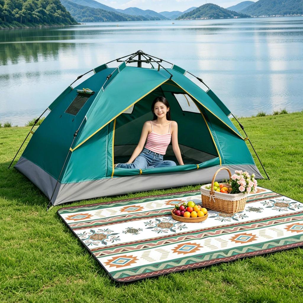 Breathable Outdoor Camping Tent with One Door and Three Windows, Portable and Easy to Store for Leisure and Picnics.
