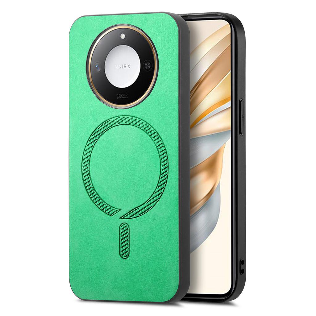 For Honor X60 5G Leather Back Case Compatible with MagSafe Skin-touch Phone Cover