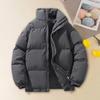 Men Autumn Cotton Coat High Collar Long Sleeve Zipper Closure Windproof Coat
