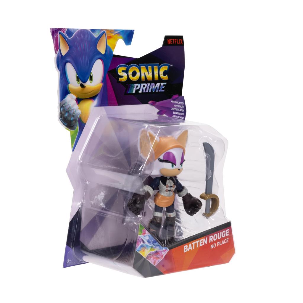 Sonic Prime Baton Rouge cm No Place Action Figure with 15 points of Ages licensed by SEGA and 12.7 - articulation. 3+ (Officially Netflix)