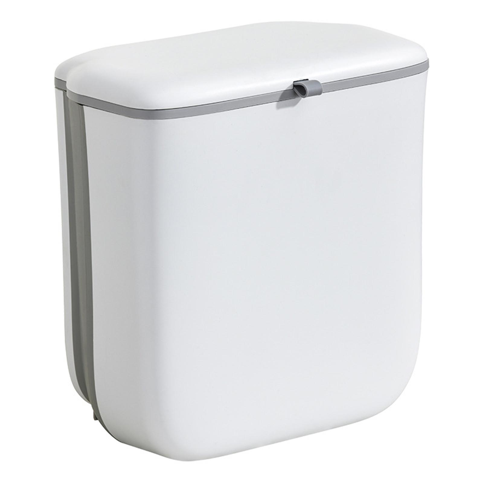 

Складное подвесное кухонное мусорное ведро с крышкой, экономящее место, настенное мусорное ведро для столешницы, под раковину, для дома на колесах, 3,2 галлона белый