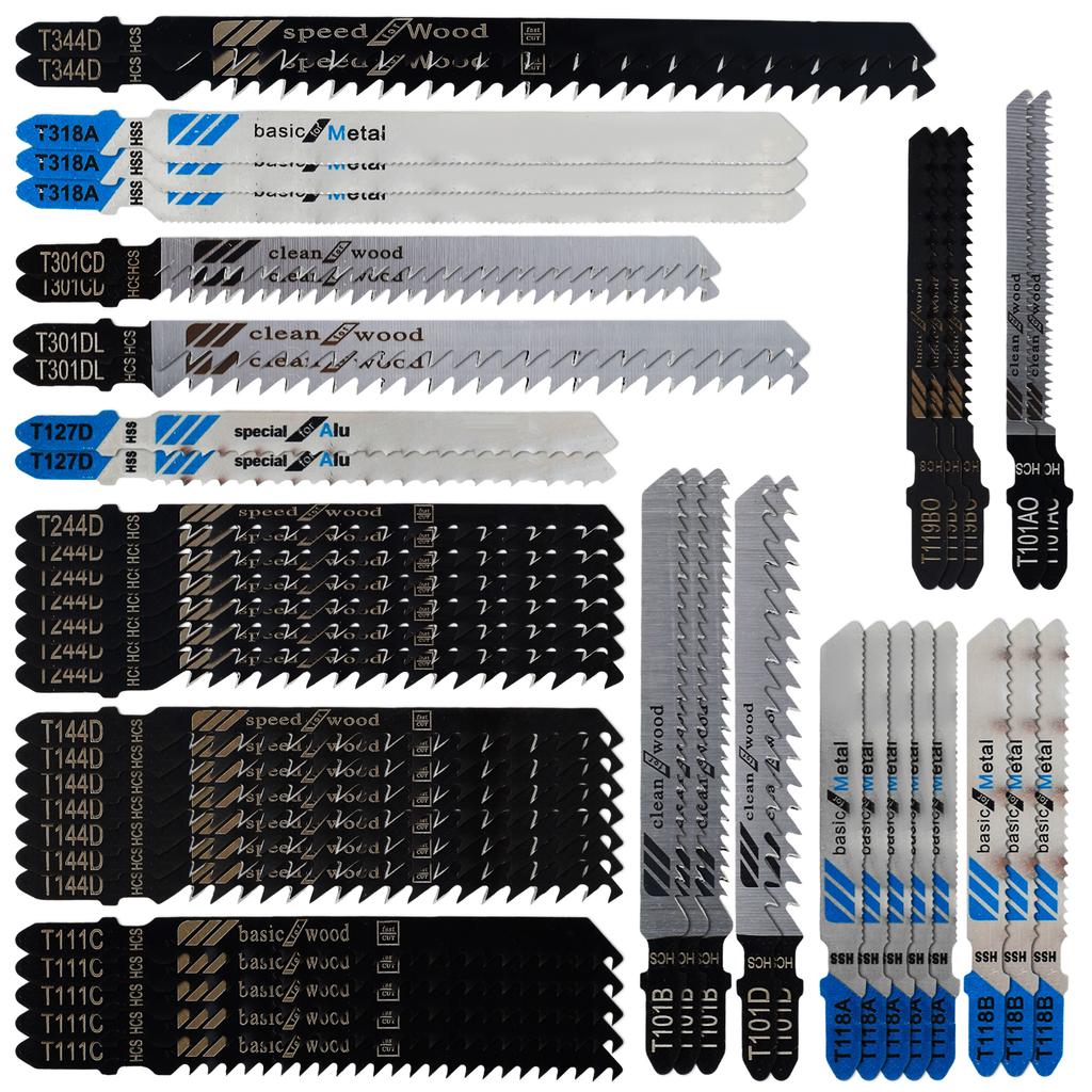 Jig Saw Blade Set High Carbon Steel Jigsaw Blade T-shank Fast Cutting Jigsaw Blade Wood, Plastic and Metal Cutting T118A T101AO