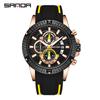 Sanda Men's Classic Quartz Wristwatch with Silicone Band, Three Sub-dials, Calendar & Luminous Markers.