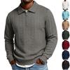 Men's Long Sleeve Jacquard Polo Shirt Half Zipper Collar Knit Sweater Pullover Casual Pullover Top
