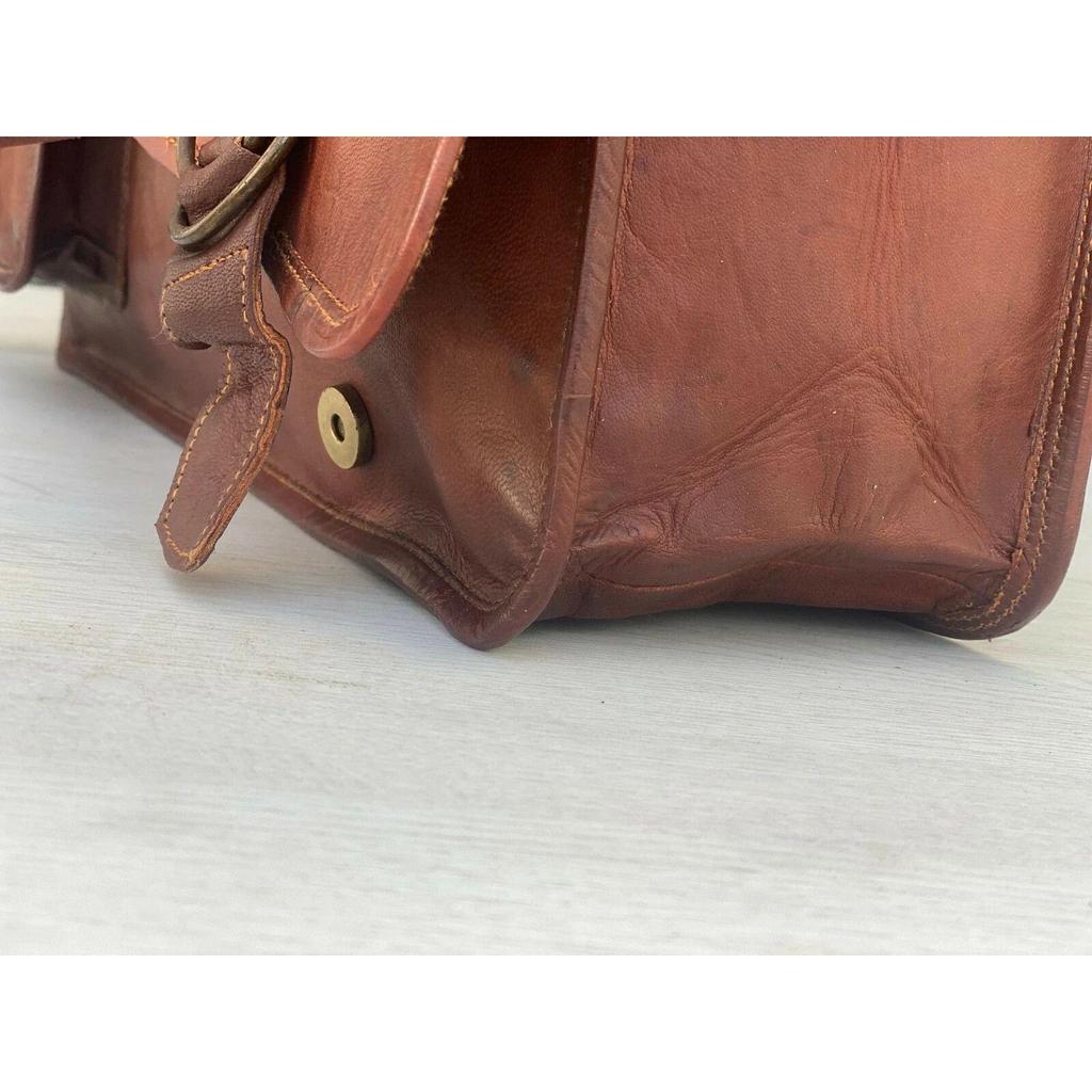 Men's Handmade Hide Leather Vintage Messenger Shoulder Laptop Bag Briefcase