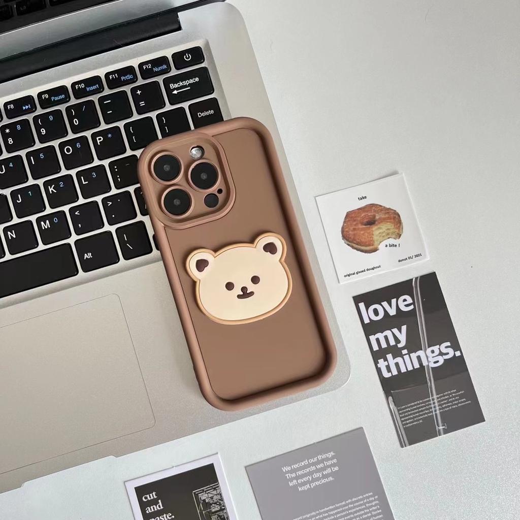 Applicable To Apple 15 Smile Bear Mobile Phone Case iPhone17 New Simple Skin Feeling 14promax Creative Cartoon