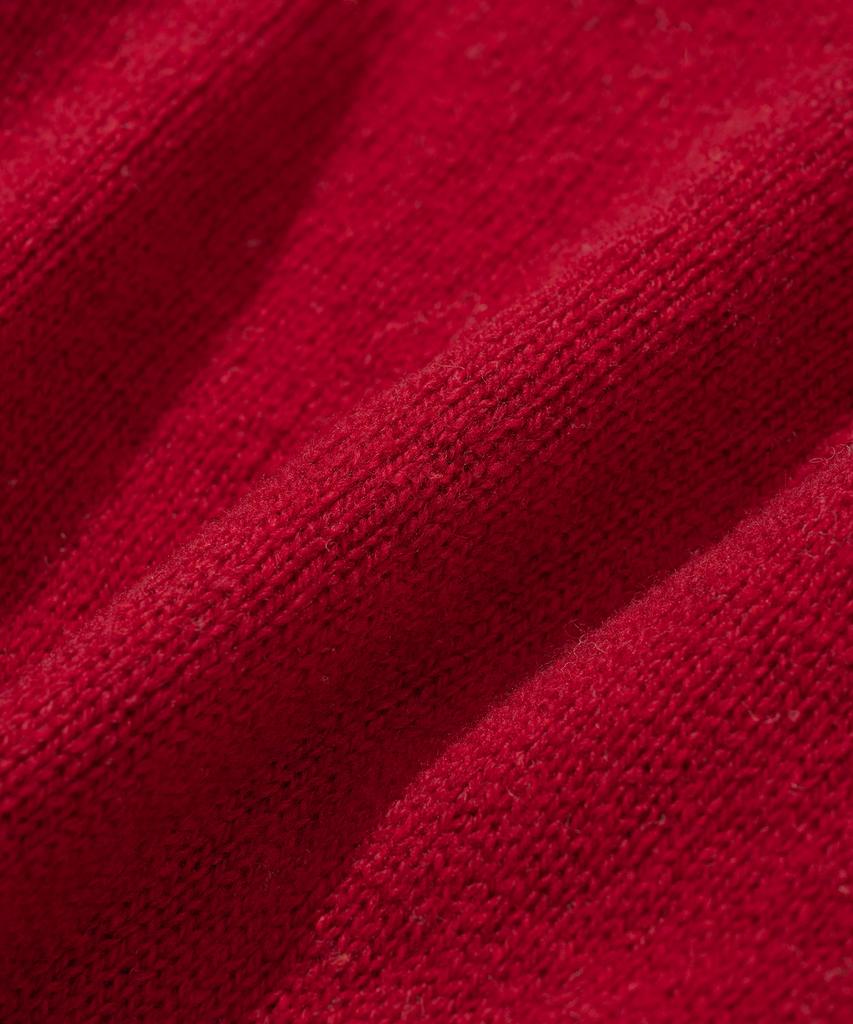 KNITTED (W) Shaggy Dog 100% Wool Round Knit Red
