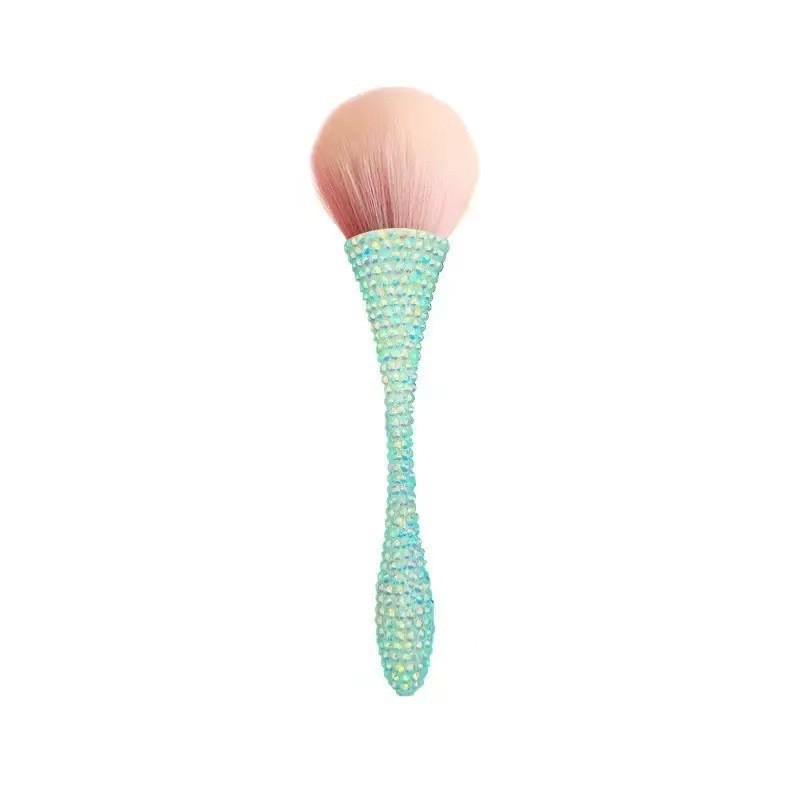 Diamond-Studded Slim Waist Powder Brush: Large Nail Art Dust & Setting Blush Brush