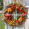 Harvest Wreath With Pumpkins Berries Vine Circle Halloween Thanksgiving Door Decor