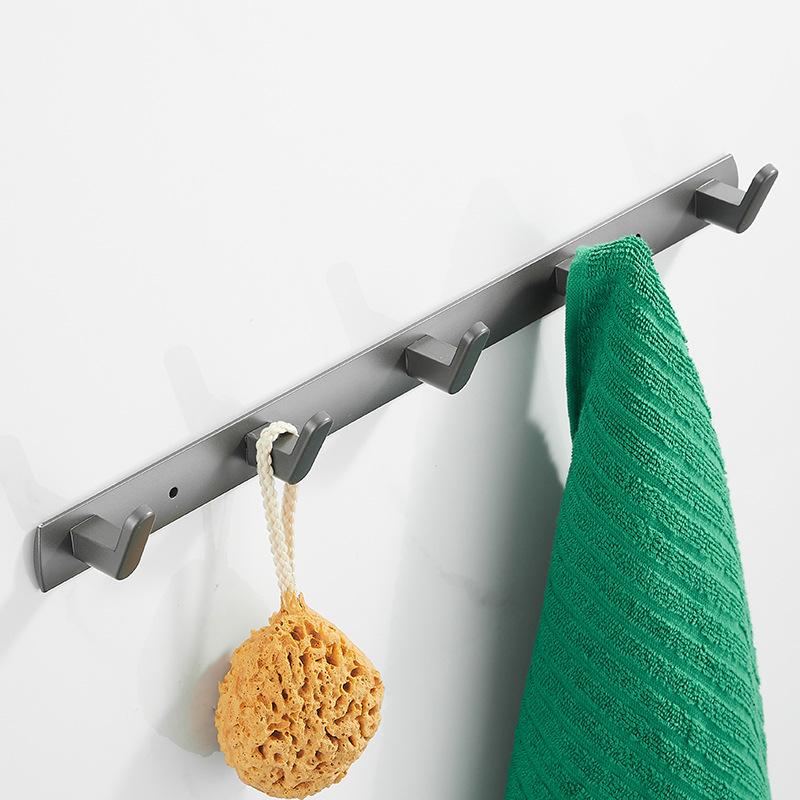 Gray Towel Hooks Wall Mounted Robe Hooks Aluminum Alloy Towel Holder Bathroom Hook New Arrival Breif 3-6 Hooks