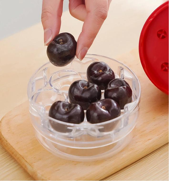 Universal Cherry Pitter Tool 7 Hole Fast Pitting Food Safe BPA-Free Material Fruit Pit Remover for Kitchen Picnic Gift