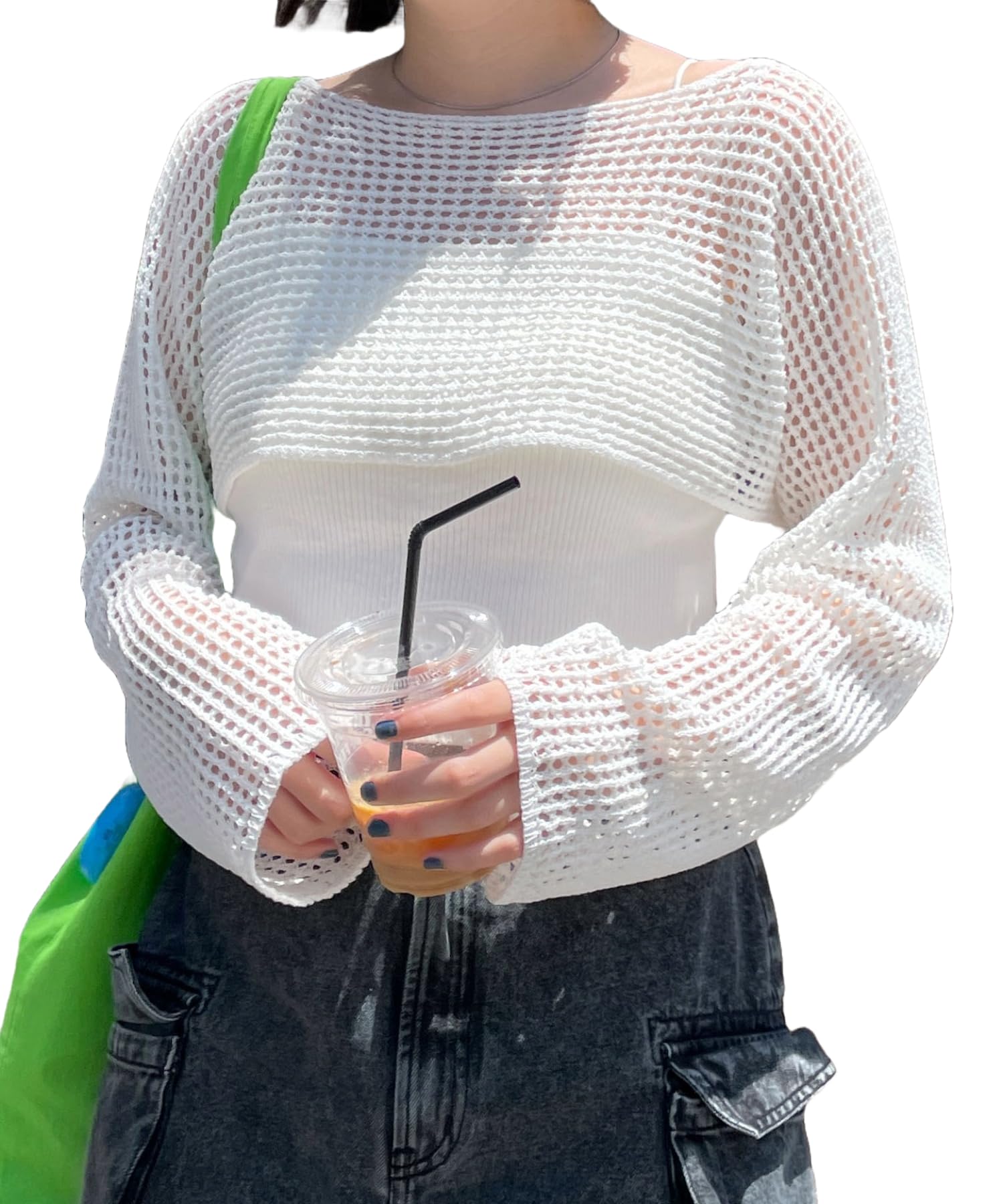 

WEGO Короткий вязаный многослойный летний корейский уличный размер Белый женский люрексовый пуловер, рукав, топ, наряд, стиль, подарок, весна, лето, осень, F, белый