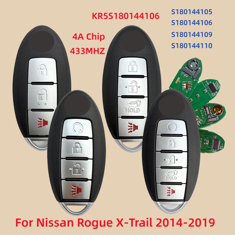 S180144105 S180144106 S180144109 S180144110 KR5S180144106 Smart Key Fob 433MHz 4A Chip For Nissan Rogue X-Trail 2014-2021