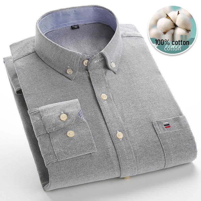 Men's 100% Cotton Plaid Oxford Long Sleeve Casual Business Shirt