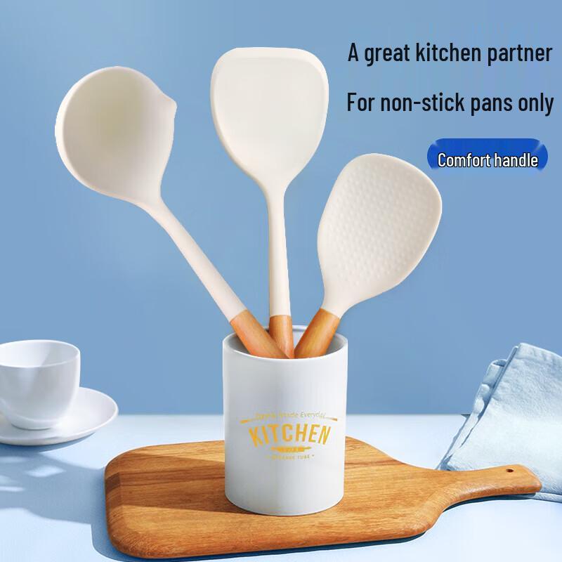 GRAREY Wooden Handle Non-stick Spatula Set (3-Piece)