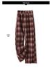 Women's Winter Plaid Wool High-Waisted Straight-Leg Cashmere Pants - Slimming, Loose, and Stylish