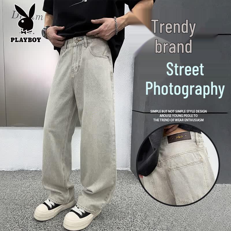 PLAYBOY Men s American Street Style Loose Straight Jeans XL