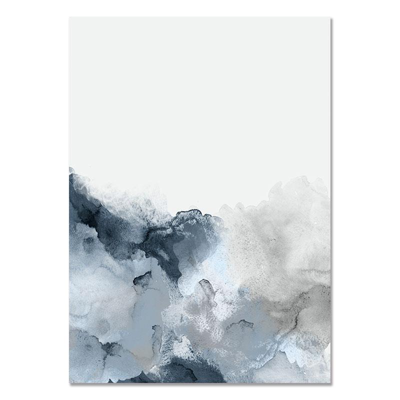 Blue Gray Wall Art Nordic Poster Abstract Watercolor Decoration Picture for Living Room Modern  Canvas Painting Home Decor