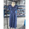 Summer Women's Fashion Casual Dresses Retro Patterned Short Sleeved V-neck Slim Fit A-line Dresses