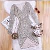Long Sleeves Sequin V Neck Dress Sexy Party Dress Dress Sequin Party Dress Women