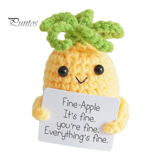 

Кукла-ананас, вязаная вручную вдохновляющая плюшевая кукла-ананас с позитивной картой для украшения домашней сумки Pineapple
